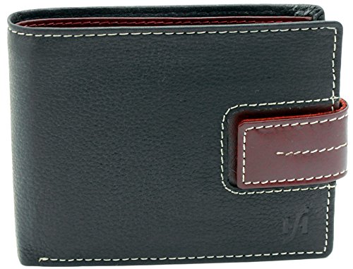 STARHIDE® Männer Zwei Ton Braun/Schwarz Weiches Leder Zweifach Kreditkartenhalter Geldbörse Münzen Tasche Geldbörse Mit Geschenkbox #1115 (Schwarz/Braun) von STARHIDE