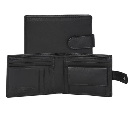 StarHide Herren Klassische Zweifache M眉nztasche Premium Echtes Leder b枚rse - Geschenkbox - 1110 (Schwarz) von STARHIDE