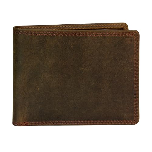 STARHIDE Handgefertigte Geldbörse aus genarbtem Vollnarbenleder, RFID-blockierend, mit Münzfach mit Reißverschluss, Premium-Qualität, braun, 9cm x 11.5cm, Casual von STARHIDE