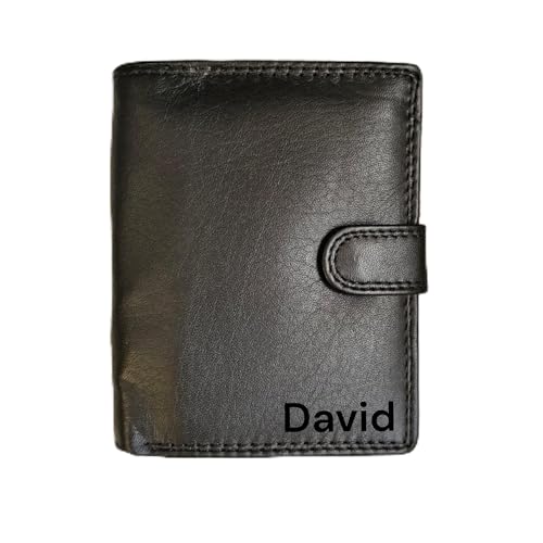 STARHIDE Personalisierte RFID-blockierende Geldbörse für Männer – echtes Leder im Used-Look – individuelles Geschenk für Vater, Freund oder Ehemann, Schwarz Stil 2, Lang, Retro von STARHIDE