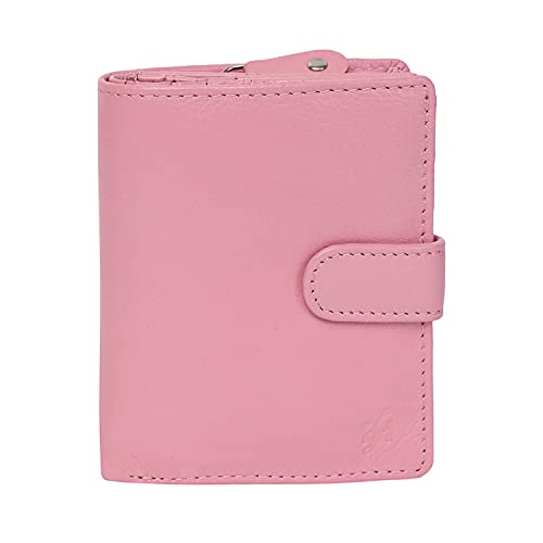 STARHIDE® Damen Echtes Leder Brieftasche Geldbörse Mit Seitlich Gesicherte Reißverschluss Münze Tasche & ID-Karte Fenster, Kommt Präsentiert In Einem Geschenkbox #5530 (Rosa) von STARHIDE