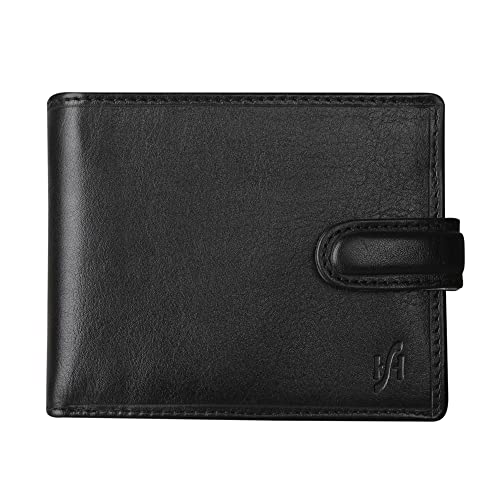 StarHide, Herren-Portemonnaie, hochwertig, aus weichem Leder, mit Sichtfenster für Ausweis, Kreditkartenfach, Münzfach, 825 Schwarz schwarz von STARHIDE