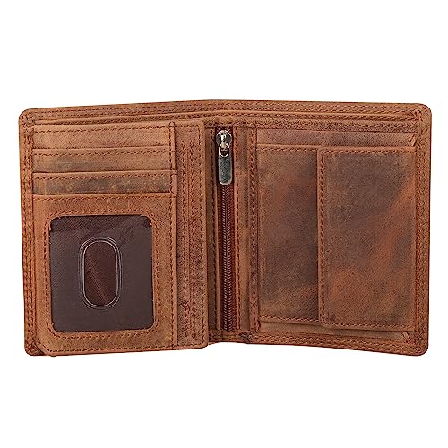 StarHide Herren Designer Braun Beunruhigt Jäger Leder Multifunktionale Münze Tasche Geldbörse Kommt In Einem Geschenkbox - 1070 von STARHIDE