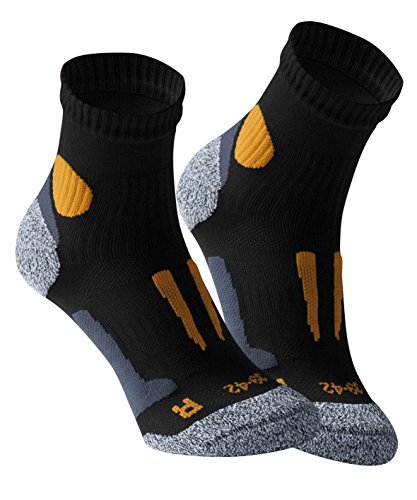 2 Paar Original VCA Performance Quarter - Laufsocken, 35/38, Schwarz-Orange von STARK SOUL