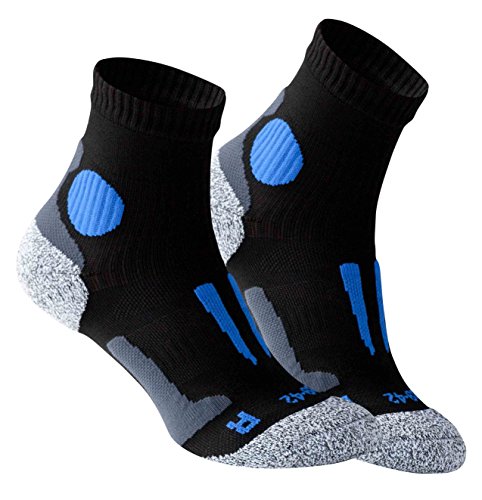 2 Paar Original VCA Performance Quarter - Laufsocken, 39/42, Schwarz-Blau von STARK SOUL