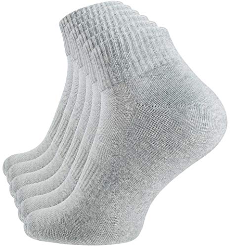 CottonPrime 6 Paar Damen & Herren Sportsocken Quarters- Lauf- und Funktionssocken mit Frotteesohle, Kurze Socken 43/46 Grau von STARK SOUL
