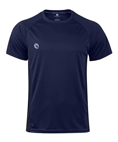 Herren Sport Shirt Fitness T-Shirt Reflect, Kurzarm Funktionsshirt, Atmungsaktiv Schnelltrocknendes Trainingsshirt - Marineblau - L von STARK SOUL