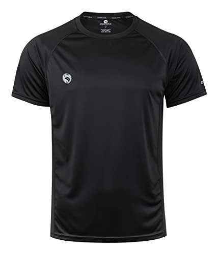 Herren Sport Shirt Fitness T-Shirt Reflect, Kurzarm Funktionsshirt, Atmungsaktiv Schnelltrocknendes Trainingsshirt - Schwarz - M von STARK SOUL