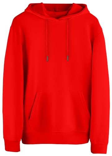 Hoodie Blank - Kapuzen-Sweater Unisex | 270 gsm - innen angeraut - French Terry | Schwarz, Grau-Melange, Marine, Braun, Rot und Beige (DE/NL/SE/PL, Alphanumerisch, 3XL, Regular, Regular, Rot) von STARK SOUL