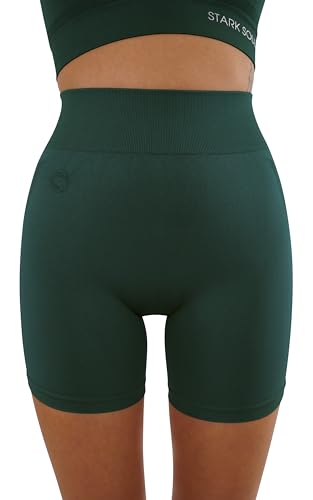 STARK SOUL® Kurze Sport Leggings Damen, Seamless, Opaque, Fitnessshort, Farbe: Petrol, Größe: L von STARK SOUL