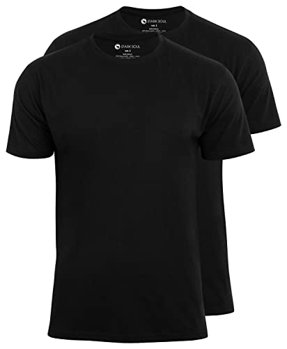 STARK SOUL® T-Shirt 2er Pack, Baumwolle, Rundhalsschnitt | Schwarz | Größe L von STARK SOUL