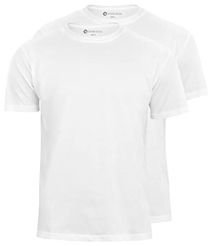 STARK SOUL® T-Shirt 2er Pack, Baumwolle, Rundhalsschnitt | Weiß | Größe L von STARK SOUL