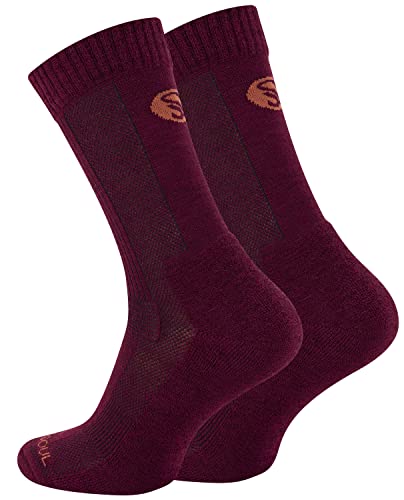 STARK SOUL 1 Paar Merino Socken, Damen & Herren Trekkingsocken aus Merinowolle, Funktionssocken, burgund, Gr. 35-38 von STARK SOUL