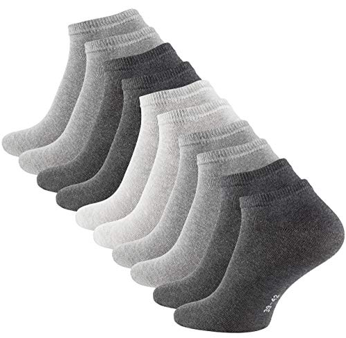 STARK SOUL 10 Paar Essentials Sneaker Socken, Baumwolle, Grautöne, Gr. 35-38 von STARK SOUL