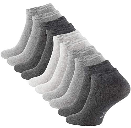 STARK SOUL 10 Paar Essentials Sneaker Socken, Baumwolle, Grautöne, Gr. 43-46 von STARK SOUL