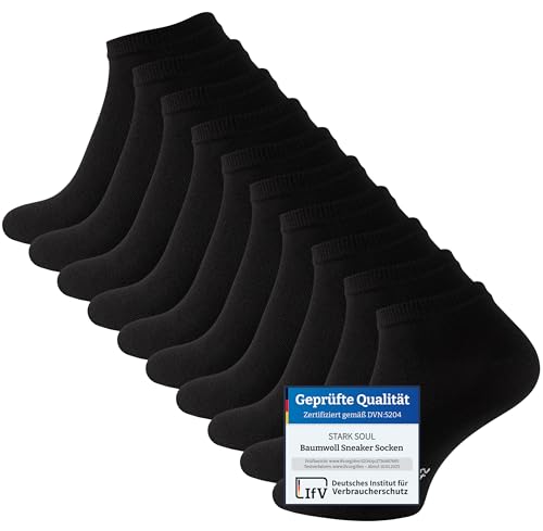 STARK SOUL 10 Paar Essentials Sneaker Socken, Baumwolle, schwarz, Gr. 39-42 von STARK SOUL