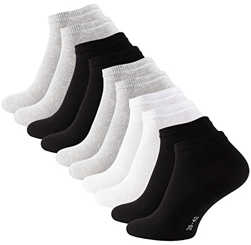 STARK SOUL 10 Paar Essentials Sneaker Socken, Baumwolle, schwarz weiss grau, Gr. 35-38 von STARK SOUL