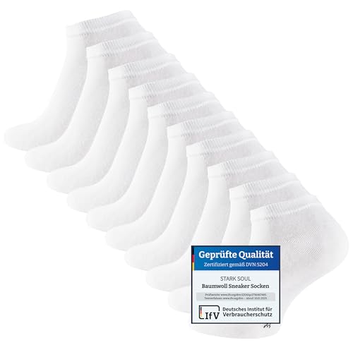STARK SOUL 10 Paar Essentials Sneaker Socken, Baumwolle, weiss, Gr. 47-50 von STARK SOUL