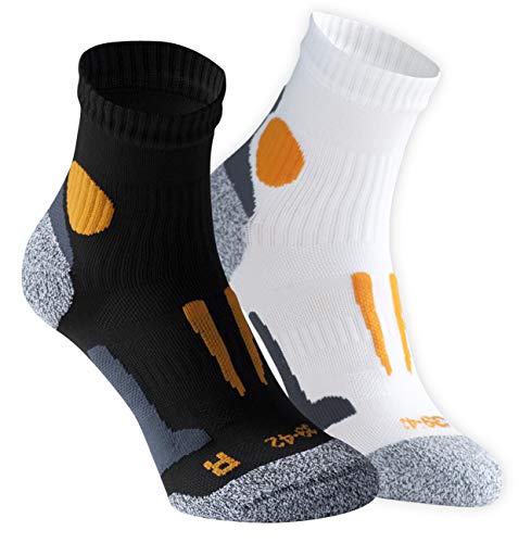 STARK SOUL 2 Paar Laufsocken, Funktionssocken, Sportsocken für Damen & Herren, 35-38, schw/orange+weiß/orange von STARK SOUL