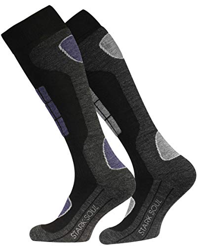 STARK SOUL 2 Paar SKI und SNOWBOARD Socken knie lang mit Spezial Polsterung, Gr. 39-42 von STARK SOUL