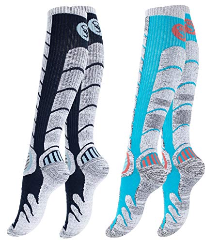 STARK SOUL 2 Paar Ski & Snowboard Socken mit Spezialpolsterung für Damen und Herren | Farbe: Marine/Türkis, Größe: 35-38 von STARK SOUL