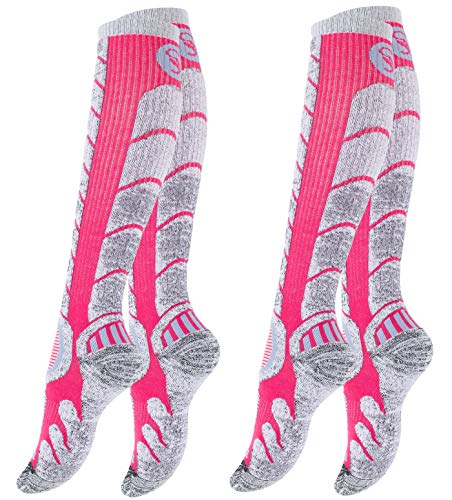 STARK SOUL 2 Paar Ski & Snowboard Socken mit Spezialpolsterung für Damen und Herren | Farbe: Pink, Größe: 35-38 von STARK SOUL