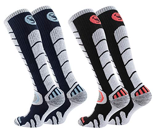 STARK SOUL 2 Paar Ski & Snowboard Socken mit Spezialpolsterung für Damen und Herren | Farbe: Schwarz/Marine, Größe: 35-38 von STARK SOUL