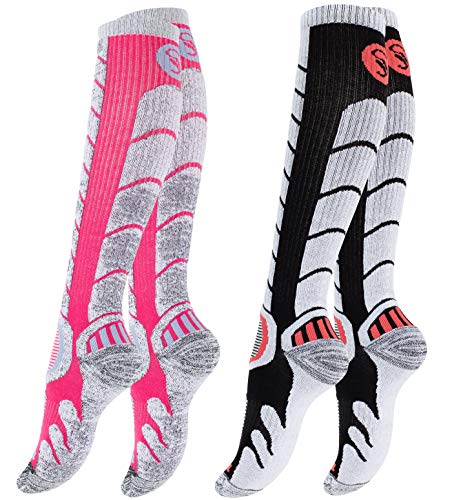 STARK SOUL 2 Paar Ski & Snowboard Socken mit Spezialpolsterung für Damen und Herren | Farbe: Schwarz/Pink, Größe: 35-38 von STARK SOUL