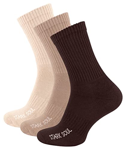 STARK SOUL 3 Paar Crew - Sportsocken mit FROTTEESOHLE (Gr. 35-38 - Mix (braun/hellbraun/beige)) von STARK SOUL