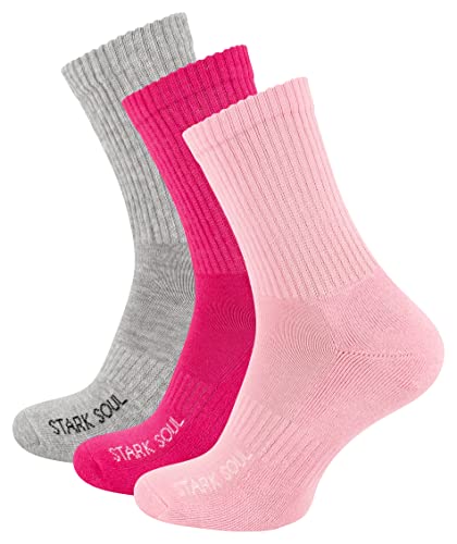 STARK SOUL 3 Paar Crew - Sportsocken mit FROTTEESOHLE (Gr. 35-38 - Mix (pink/rosa/grau)) von STARK SOUL