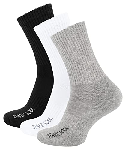 STARK SOUL 3 Paar Crew - Sportsocken mit FROTTEESOHLE (Gr. 35-38 - Mix (schwarz/weiss/grau)) von STARK SOUL