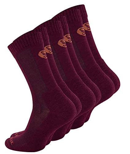 STARK SOUL 3 Paar Merino Socken, Damen & Herren Trekkingsocken aus Merinowolle, Funktionssocken, burgund, Gr. 39-42 von STARK SOUL