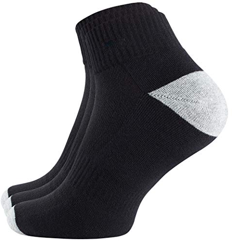 STARK SOUL 3 Paar Unisex Sportsocken Quarters Lauf- und Funktionssocken mit Frotteesohle, schwarz/grau von STARK SOUL