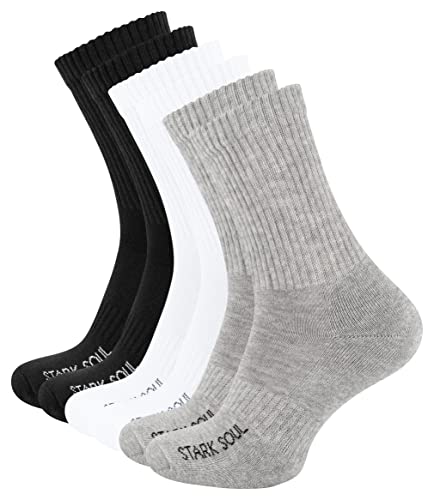 STARK SOUL 6 Paar Crew - Sportsocken mit FROTTEESOHLE (Gr. 35-38 - Mix (schwarz/weiss/grau)) von STARK SOUL