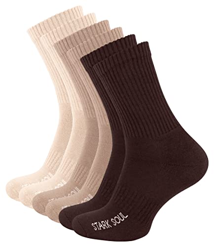 STARK SOUL 6 Paar Crew - Sportsocken mit FROTTEESOHLE (Gr. 39-42 - Mix (braun/hellbraun/beige)) von STARK SOUL