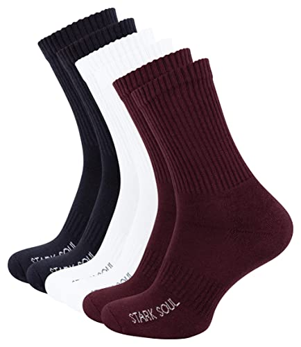 STARK SOUL 6 Paar Crew - Sportsocken mit FROTTEESOHLE (Gr. 39-42 - Mix (burgund/weiss/marineblau)) von STARK SOUL