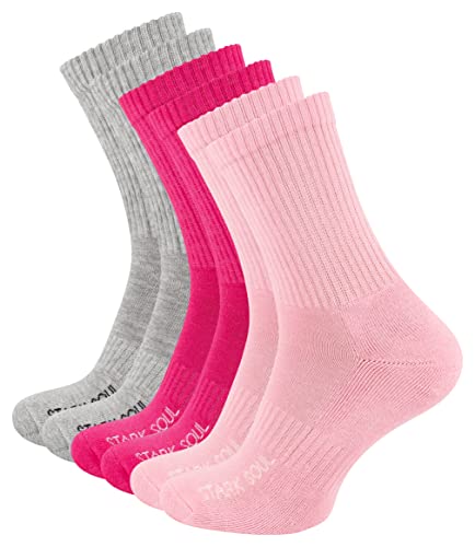 STARK SOUL 6 Paar Crew - Sportsocken mit FROTTEESOHLE (Gr. 39-42 - Mix (pink/rosa/grau)) von STARK SOUL