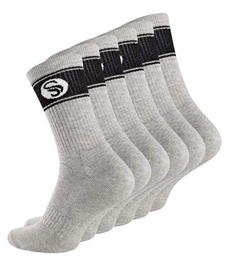 STARK SOUL 6 Paar Sportsocken im RETRO Design - Crew Socks in Bester Qualität, Tennissocken aus feinster Baumwolle, grau Melange 39-42 von STARK SOUL