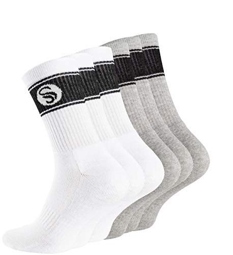 STARK SOUL 6 Paar Sportsocken im RETRO Design - Crew Socks in Bester Qualität, Tennissocken aus feinster Baumwolle, weiss & grau 43-46 STARK SOUL 6 Paar Sportsocken im RETRO Design - Crew Socks in Bester Qualität, Tennissocken aus feinster Baumwolle, weiss & grau 43-46 von STARK SOUL