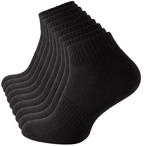 STARK SOUL 9 Paar Unisex Sportsocken Quarters Lauf- und Funktionssocken mit Frotteesohle, schwarz von STARK SOUL