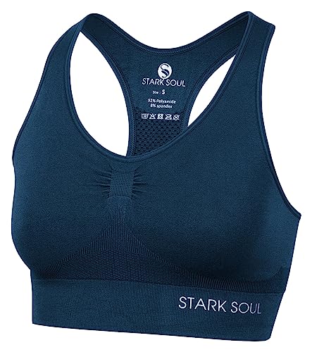 STARK SOUL Bra Light Support - Sport BH doppellagig für Damen - Marineblau - Größe L von STARK SOUL