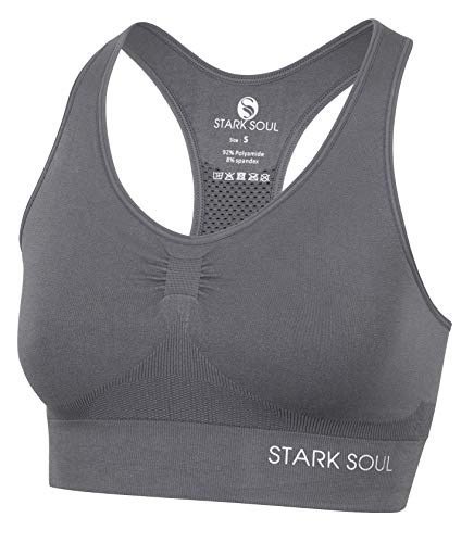 STARK SOUL Bra Light Support - Sport BH doppellagig für Damen - dunkelgrau - Größe M von STARK SOUL