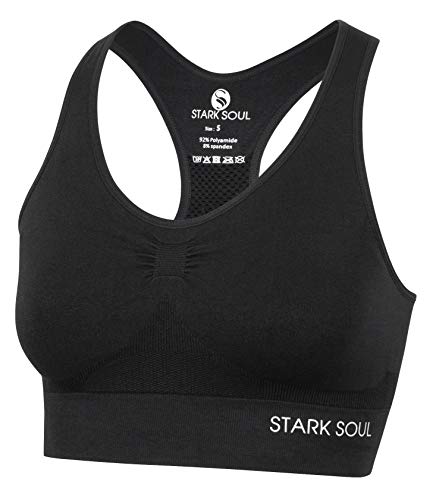 STARK SOUL Bra Light Support - Sport BH doppellagig für Damen - schwarz - Größe M von STARK SOUL