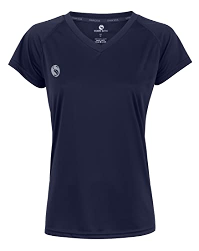STARK SOUL Damen Sport Shirt Fitness T-Shirt vital, Kurzarm Funktionsshirt, Atmungsaktiv Schnelltrocknendes Trainingsshirt - Marineblau - XXL von STARK SOUL
