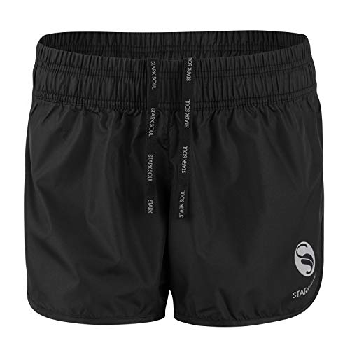 STARK SOUL Damen Sport Short Fitness Short vital, Funktionsshort, Atmungsaktiv, Schnelltrocknende Trainingsshort - Schwarz - L von STARK SOUL