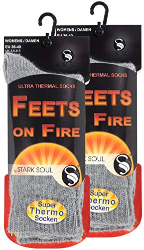 STARK SOUL FEETS on FIRE - 2 Paar Damen Ultra Thermo Socken, Warme Winter Socken, Hellgrau von STARK SOUL