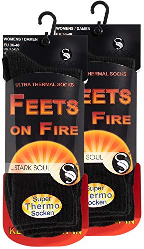 STARK SOUL FEETS on FIRE - 2 Paar Damen Ultra Thermo Socken, Warme Winter Socken, Schwarz von STARK SOUL