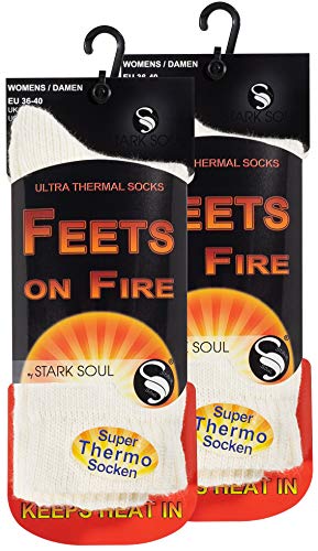 STARK SOUL FEETS on FIRE - 2 Paar Damen Ultra Thermo Socken, Warme Winter Socken, Wollweiss von STARK SOUL