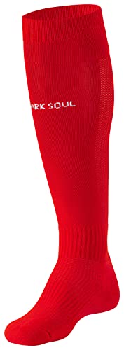Fussballstutzen mit gepolsterter Sohle, Sportsocken, Fussballsocken, für Herren & Damen | Rot | Größe: 43-46 von STARK SOUL