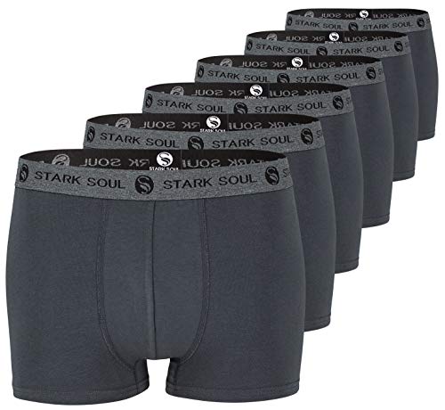 STARK SOUL Herren Boxershorts | Hipster im 6er Pack | Baumwoll-Unterhosen für Männer in Größe L, Dunkelgrau von STARK SOUL